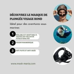 Masque De Plongée Visage Rond -Mask Mania masque de plongee visage rond mask mania 43058657689867